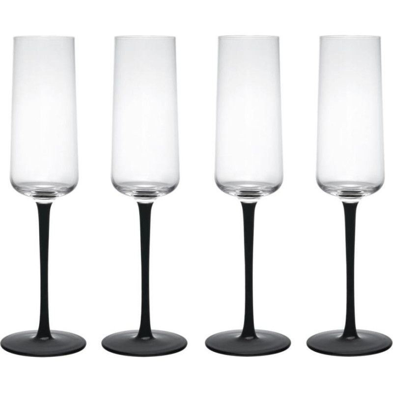 Mikasa PALERMO &Scaron;AMPANIE&Scaron;A GLĀZES 250ML, MELNA KĀJIŅA, 4 GAB., kristalīns, Mikasa