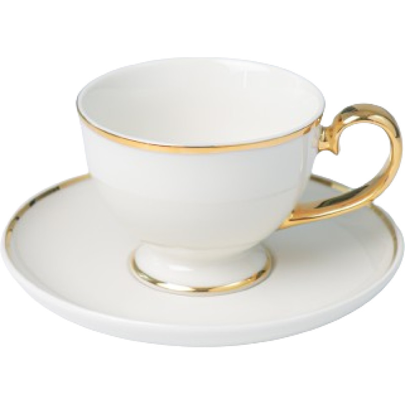 Quality Ceramic PRIMA GOLD TASE UZ KĀJAS 280ML, AR APAKŠTASI 16CM, Quality Ceramic