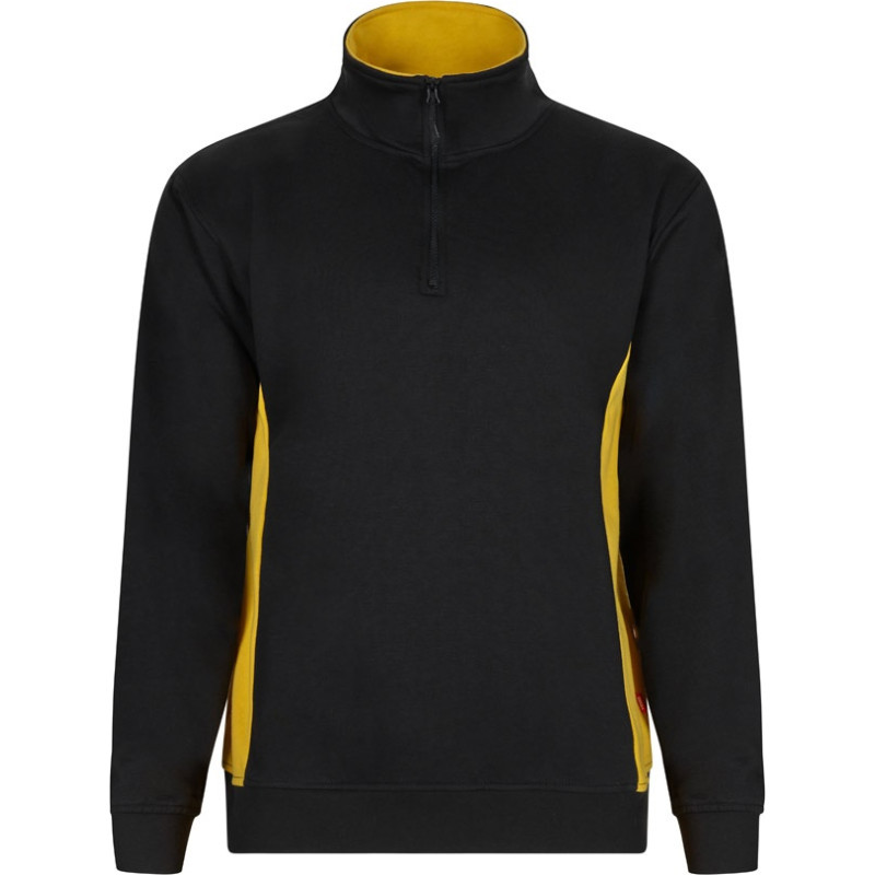 Velilla VL SVAROG. Two-tone terry sweatshirt (260g/m²), in polyester (65%) and cotton (35%) / Black / Green