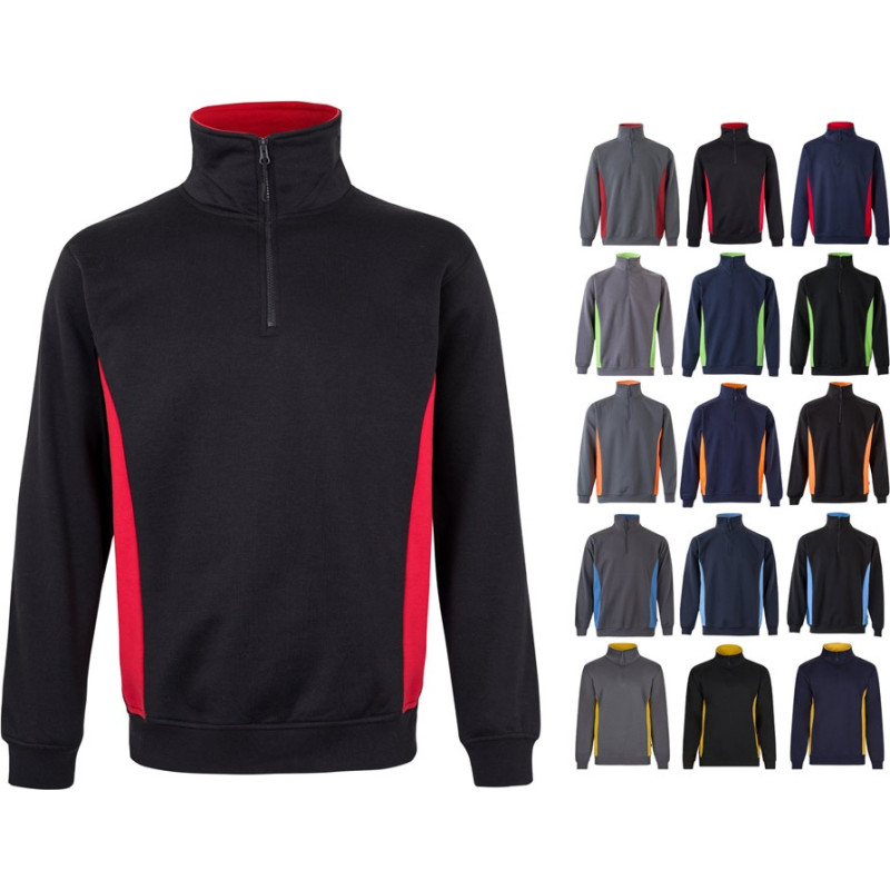 Velilla VL SVAROG. Two-tone terry sweatshirt (260g/m²), in polyester (65%) and cotton (35%) / Navy blue / Light blue