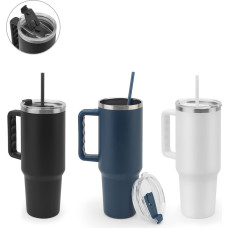 JOYNER XL. Large stainless steel travel cup (91% recycled) with vacuum insulated double wall and a matt finish 1300 mL / White