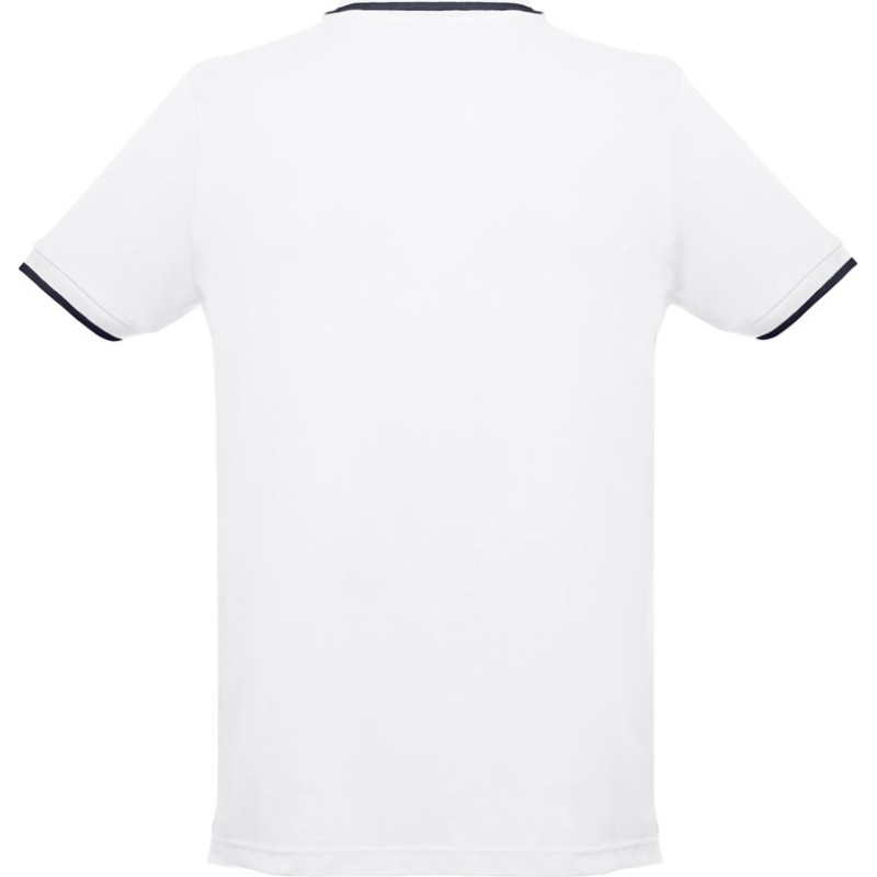 Th Clothes® THC ROME WH. Men's Polo Shirt with contrast colour trim and buttons. White / White