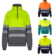 Velilla VL THOR. Two-tone sweatshirt (300g/m²) in polyester fleece (100%) / Navy blue / Orange