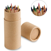 CYLINDER. Pencil box with 12 coloured pencils