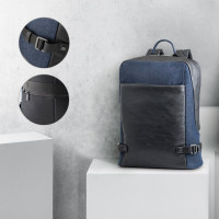 Branve DIVERGENT BACKPACK I. 15'6" Laptop backpack in denim and PU
