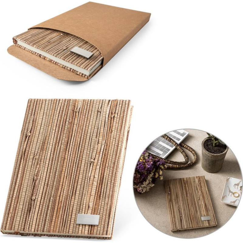 NERUDA. A5 notepad with hardcover made from natural straw fibres
