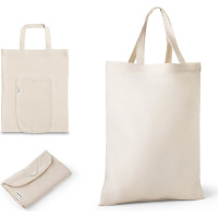 BEIRUT. Foldable bag in cotton (50%), recycled cotton (30%) and polyester (20% rPET) (140 g/m²)