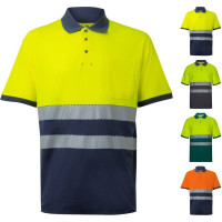 Velilla VL ACHELOUS. Two-tone piqu&eacute; polo shirt (150g/m&sup2;) with short sleeves, in cotton (55%) and polyester (45%)