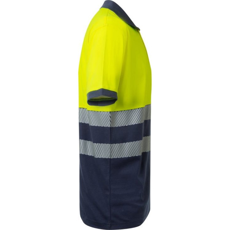 Velilla VL ACHELOUS. Two-tone piqué polo shirt (150g/m²) with short sleeves, in cotton (55%) and polyester (45%)