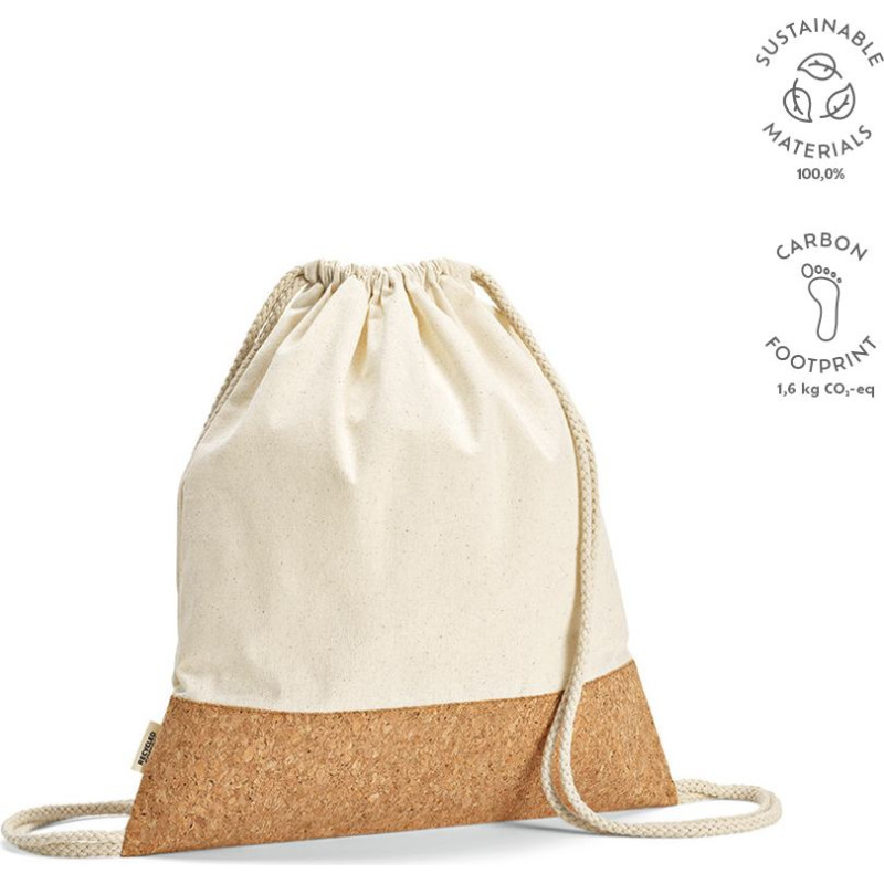 Orizaba Drawstring Bag rCotton 180gsm and Cork
