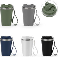 SPITZ. Stainless steel travel mug (90% recycled) with PP outer wall and matte finish 460 mL / Black