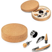 MORETO. Wine set with 4 pieces in wood and metal