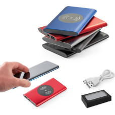 CASSINI. Power bank 4.000 mAh with 5W wireless charger in recycled aluminium (100% rAL)