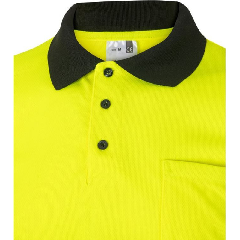 Velilla VL CUPID. Two-tone bird-eye polo shirt (160g/m²) with short sleeves, in polyester (100%)