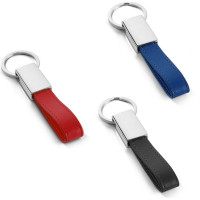 WATOH. Round metal and PU keyring