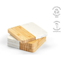 Kahlo Coasters Marble and Bamboo. Set of 4