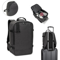 CIES. Backpack developed to fulfil the dimensions required by airlines in high-density 600D recycled polyester