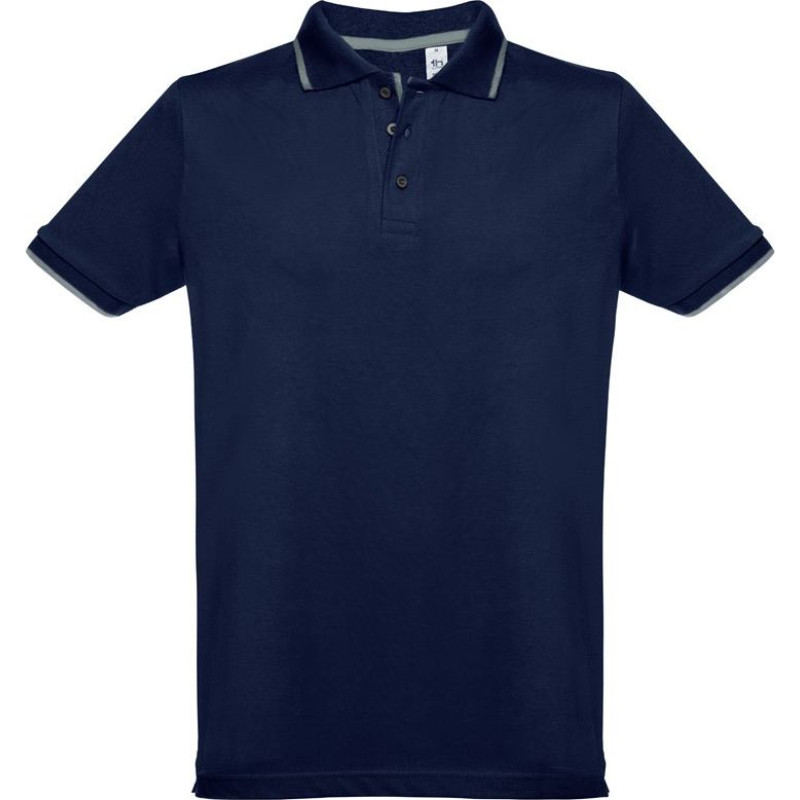 Th Clothes® THC ROME. Men's Polo Shirt with contrast colour trim and buttons