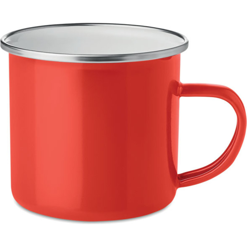 Metal mug with enamel layer