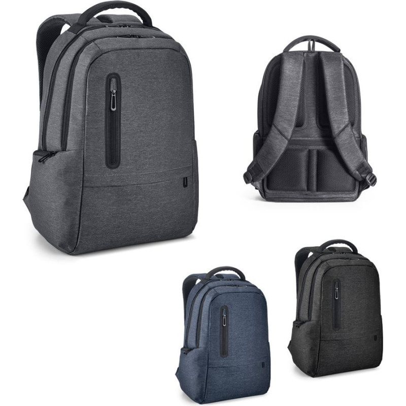 RE-BOSTON. 2Tone recycled nylon waterproof laptop backpack with 210D recycled polyester compartment
