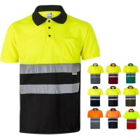 Velilla VL CUPID LARGE. Two-tone bird-eye polo shirt (160g/m&sup2;) with short sleeves, in polyester (100%)