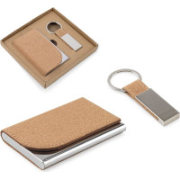 GOSLING. Set consisting of a card holder and a key holder, both in metal and cork