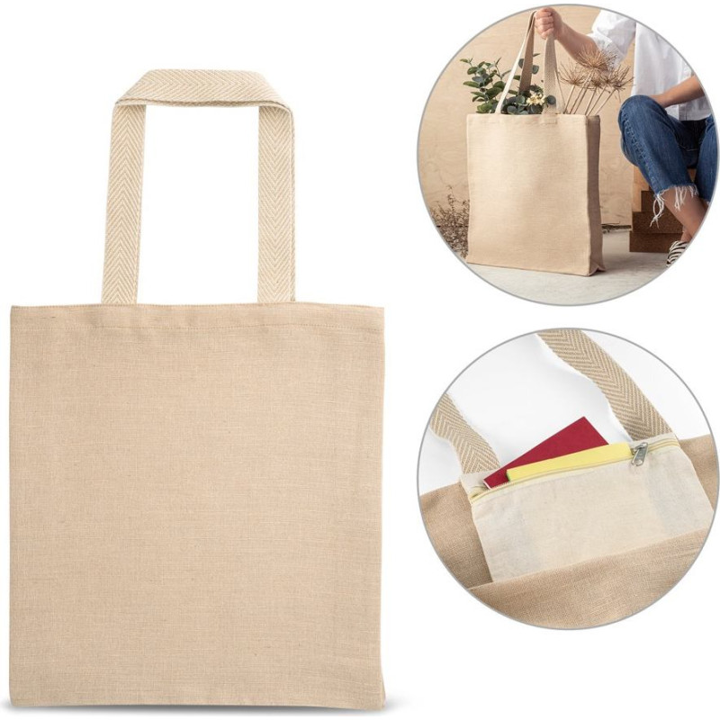PADOVA. Juco bag (275 g/m²) with inner pocket in 100% cotton (120 g/m²)
