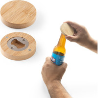 AMCHUR. Bamboo coaster with bottle opener