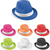 MANOLO POLI. Hat in PP with white polyester ribbon