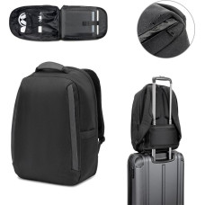 YANGON BPACK. Anti-theft backpack, in twill with water-repellent coating and high-density 600D recycled polyester, for 17'3