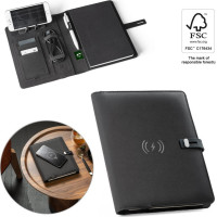 EMERGE A5 FOLDER. A5 folder in 300D recycled polyester (100% rPET) with wireless charger