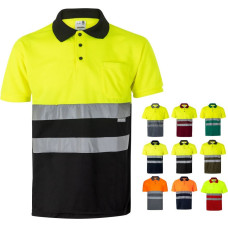 Velilla VL CUPID. Two-tone bird-eye polo shirt (160g/m²) with short sleeves, in polyester (100%)