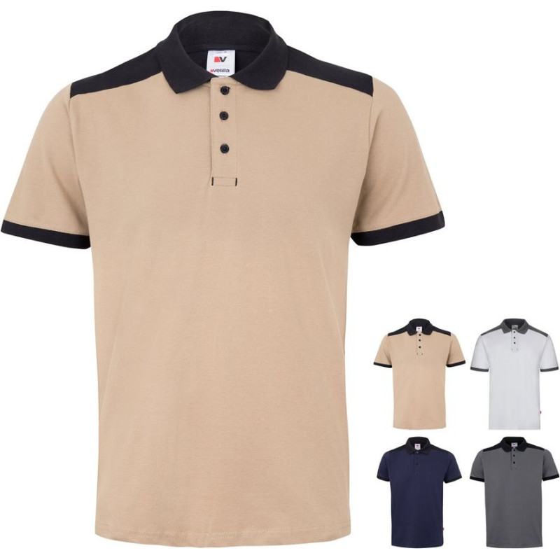 Velilla VL VELES. Two-tone stretch piqué polo shirt (200g/m²) with short sleeves, in polyester (96%) and elastane (4%)